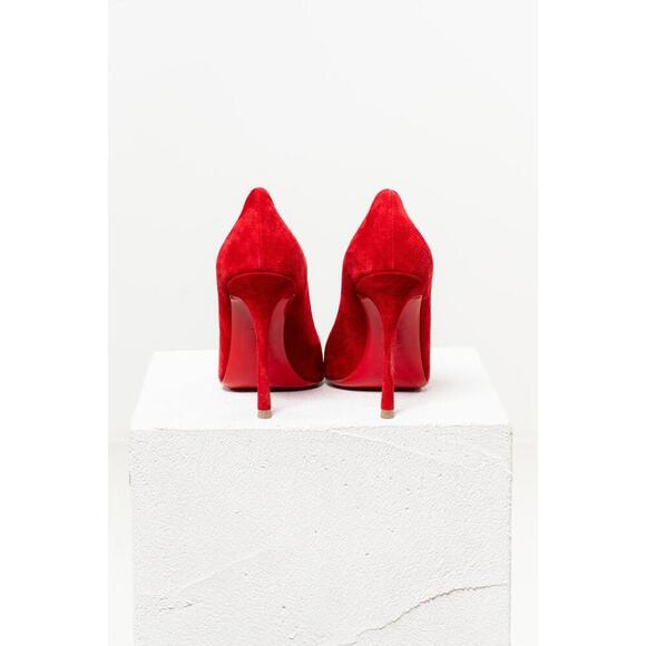 Christian Louboutin Red Suede Pointed Toe Pump - Picture 2 of 4